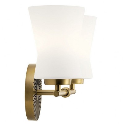 Brianne Brushed Brass 2-Light Vanity with Etched Glass Shades