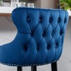 INFURNIC Counter and Bar Stools Velvet Upholstered Barstools with Tufted Back and Cushioned Seat for Home Bar, Blue, 22"*19"*37" - 3 of 4