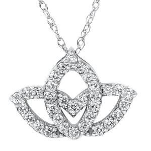 Pompeii3 3/8ct Diamond Lotus Flower Pendant Necklace 14K White Gold - 1 of 4