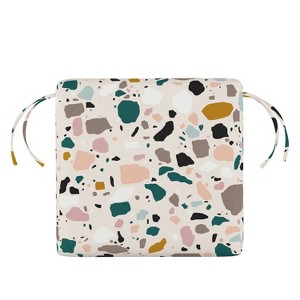 Terrazzo Outdoor Seat Cushion Emerald/Ochre - Skyline Furniture: UV-Resistant, Zippered Removable Cover - 1 of 4