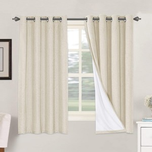 H.Versailtex Linen 100% Blackout Curtains Thermal Insulated Linen Drapes, Grommet White Liner Sold of 2 Panels - 1 of 4