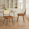 Art Leon Set of 2 Faux Leather Armless Cane Dining Chair with Metal Frame - 3 of 3