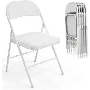 VINGLI Folding Chairs with Padded Seats, Metal Frame with Pu Leather Seat & Back, Capacity 350 lbs, White - 1 of 4