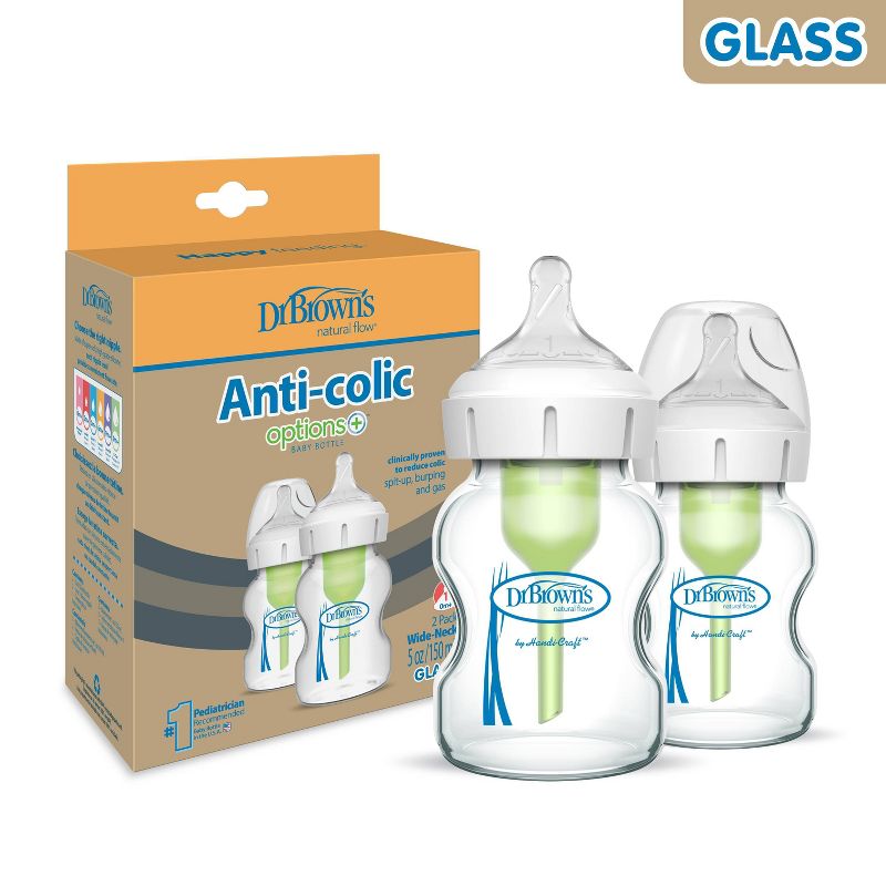Dr. Brown's Options+ Wide-Neck Anti-Colic Glass Baby Bottle - 2pk , 4 of 19