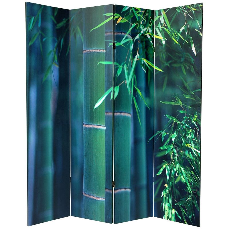 6&#34; Double Sided Bamboo Tree Canvas Room Divider Green - Oriental Furniture, 4 of 6