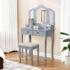 NicBex Vanity Desk with Mirror 31" Vanity Table with Tri-fold Mirror, European Style Makeup Vanity with 4 Drawer and 1 Upholstered Stool - 2 of 4