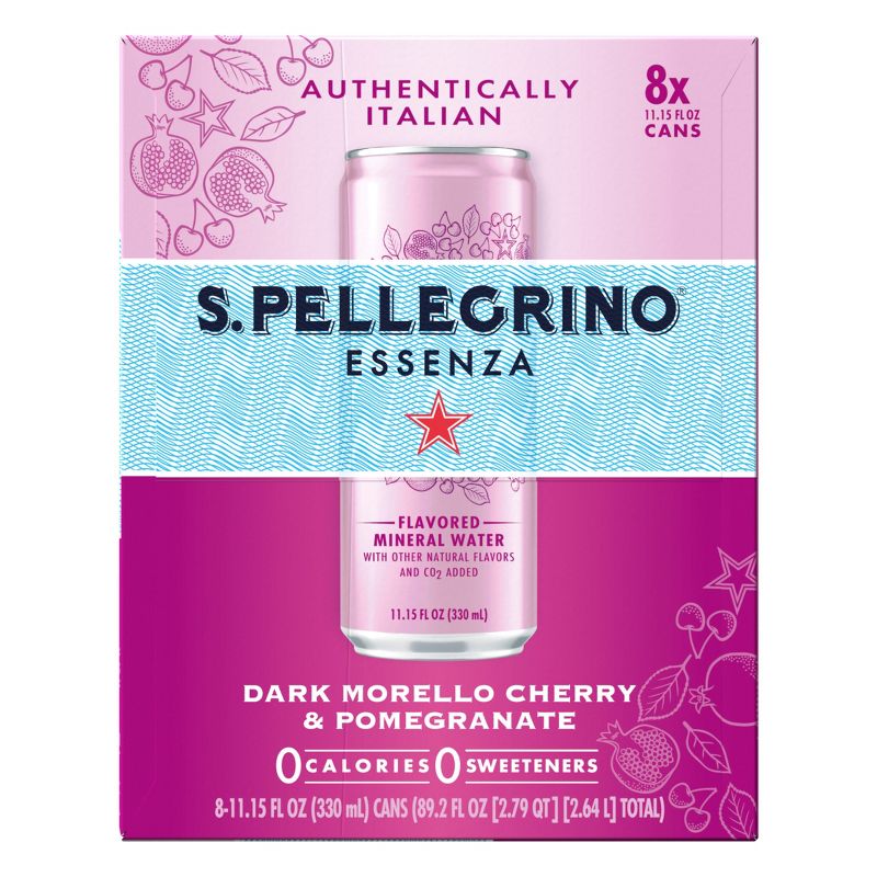S.Pellegrino Essenza Dark Morello Cherry &#38; Pomegranate Flavored Mineral Water - 8pk/11.15 fl oz Cans, 4 of 10