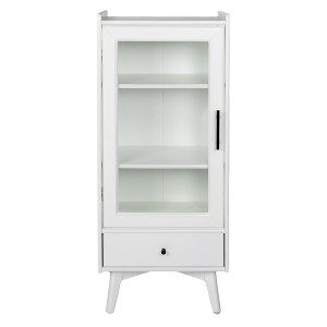 Modern Bathroom Storage Cabinet & Floor Standing cabinet with Glass Door with Double Adjustable Shelves and Drawer, Extra Storage Space on Top - 1 of 4