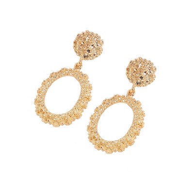 SOHI Women's Orange Corroded Drop Earrings