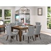 HomeStock 7-Piece Rectangle Distressed Jacobean Finish Solid Wood Top Dining Table with 6 Chairs - 2 of 4