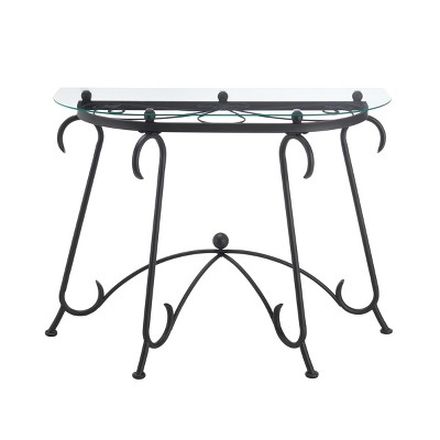 Syemin Console Tables Glass Surface Console Table Coffee Table Entryway Table Small Space Console Sofa Table Behind Couch, Black, 37.9"*15.9"*30.1"