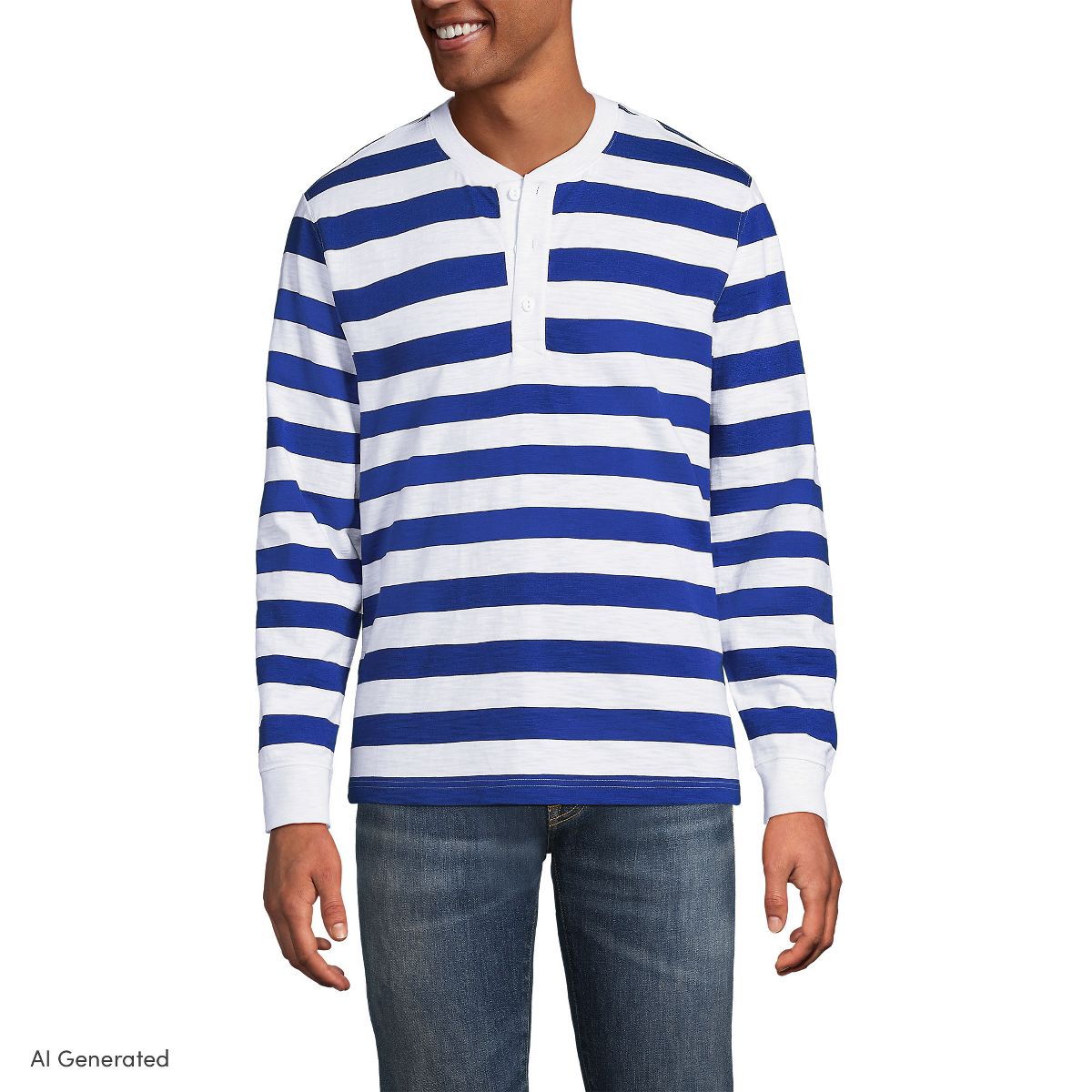 Lands' End Men's Long Sleeve Slub Henley