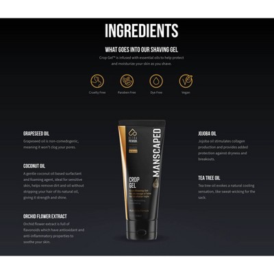 Manscaped Shaving Crop Gel - 3.5oz: Groin Area Application, All Hair & Skin Types, Vegan, Paraben-Free