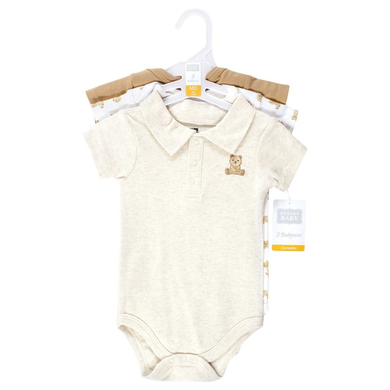 Hudson Baby Infant Boy Cotton Bodysuits, Cute Bear Polo, 2 of 6