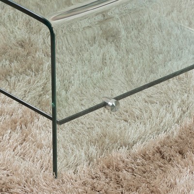 Atticus Square Tempered Glass Coffee Table with Shelf