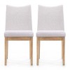 Set of 2 Dimitri Fabric Dining Chairs Light Beige/Oak - Christopher Knight Home: Mid-Century, Rubberwood Frame, Upholstered - 2 of 4