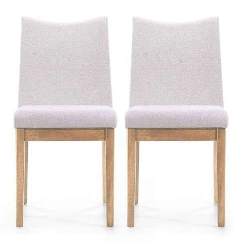 Set Of 2 Dimitri Fabric Dining Chairs Light Beige oak