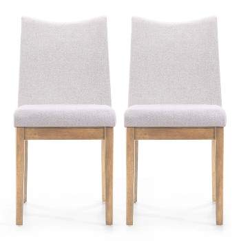 Set of 2 Dimitri Fabric Dining Chairs Light Beige/Oak - Christopher Knight Home