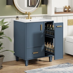 ORRD 24" Gray Bathroom Vanity with Sink, Cabinet with Door Shelf, Deep Drawer & 2-Tier Pull-Out Basket - 1 of 4