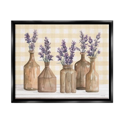 Stupell Industries Country Gingham Lavender Sprigs Framed Canvas