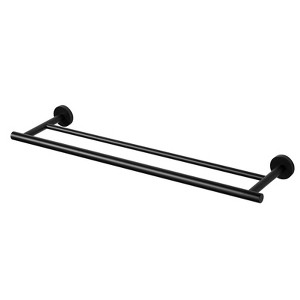 WOWOW 36 in. Wall Mounted Towel Bar in Matte Black, Stainless Steel Double Towel Holder - 1 of 4