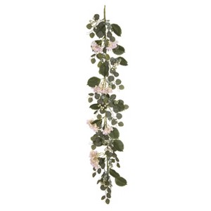 Transpac Plastic 60" Multicolor Spring Eucalyptus and Bloom Garland - 1 of 2