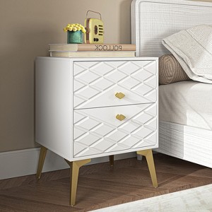 Hommoo Nightstand Bedside Table White - 1 of 4