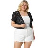 Agnes Orinda Women's Plus Size Short Sleeve Open Front Crochet Lace Allover Cropped Cardigan - 3 of 4