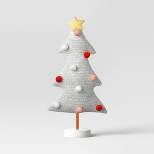 11.25" Fabric Christmas Tree Figurine with Pom Poms - Wondershop™ Silver