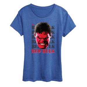 Women's - Marvel - Big Red Hulk Face Short Sleeve Graphic T-Shirt - 1 of 4