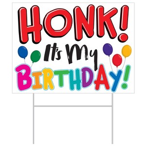 Beistle Plastic Honk! It's My Birthday!Yard Sign, 11.5" x 15.5", (1/Pkg) Multicolored - 1 of 4