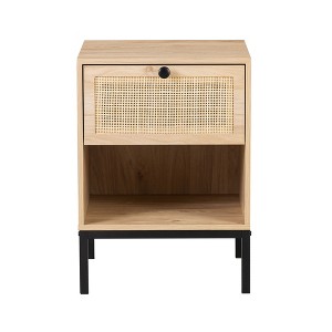 Gulches Byron C Rattan Twinset Beside Stand Nightsand Bedside Cabinet with Drawer 2pcs - 1 of 4