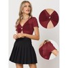 Allegra K Women's V Neck Mesh Sheer Shimmer Cutout Crop Tops - 2 of 4