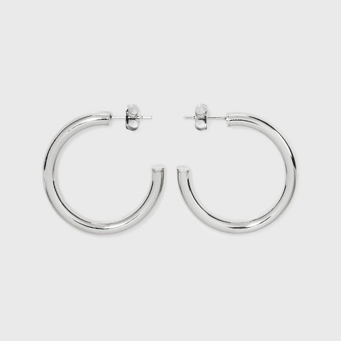 Round Hoop Earring | Shimmering Silver Earring