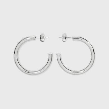 Sterling Silver Medium Tube Hoop Earrings - A New Day™ Silver