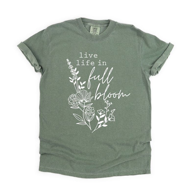 Simply Sage Market Women's Live Life In Full Bloom Bouquet Short Sleeve Garment Dyed Tee, 1 of 5