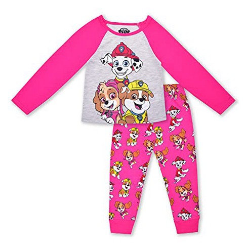 Nickelodeon Girl's Paw Patrol 2 Pack Casual Active Wear Coordinates,  Graphic Printed Long Sleeve Shirt and Joggers Set - Pink, Gray / Size 6