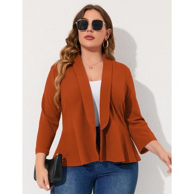 YESFASHION Women Plus Size Casual Blazer Open Front Long Sleeve Work Office Cardigan Jackets