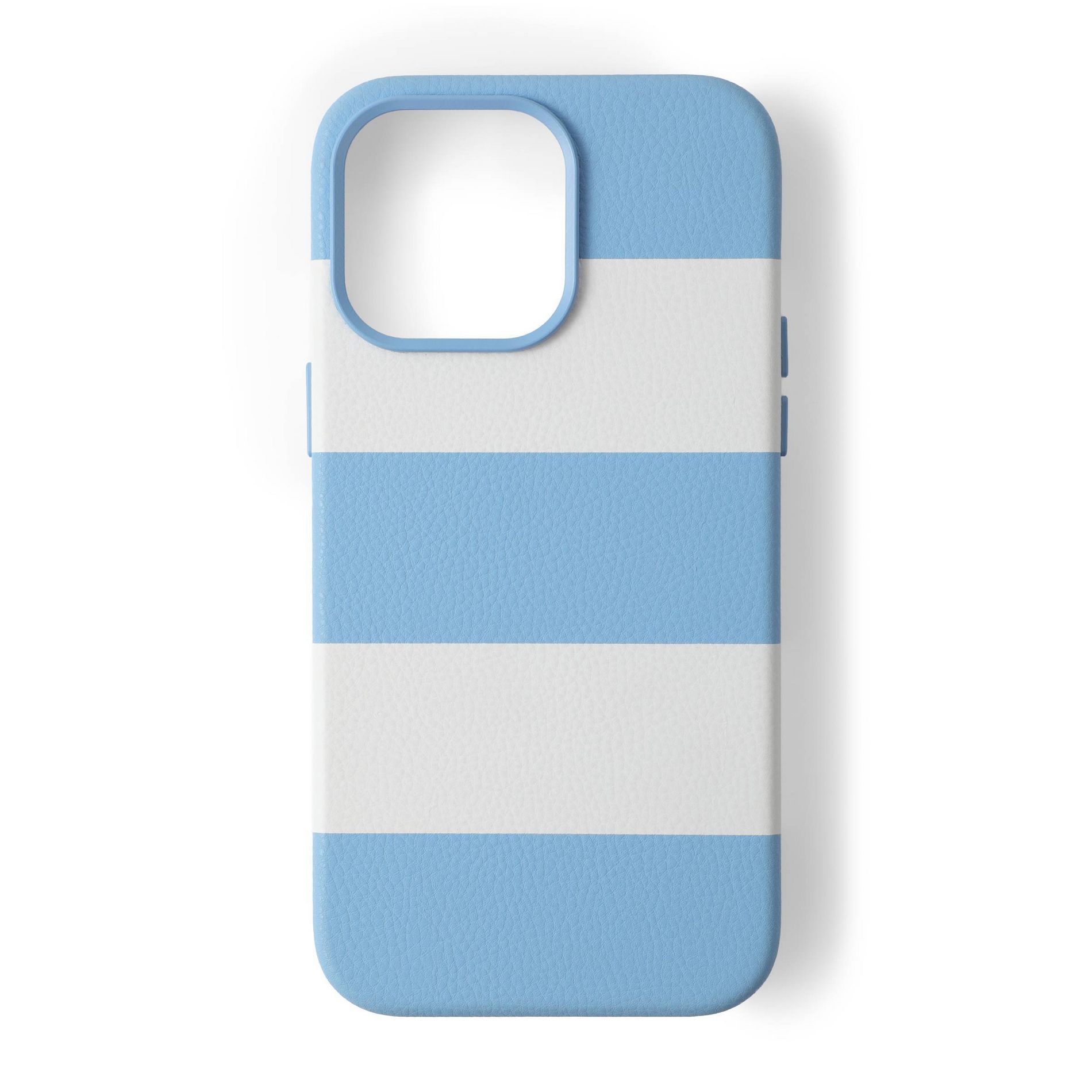 Hello Lux Light Blue Cabana Stripe Pebble PU iPhone Case - 14 Pro Max