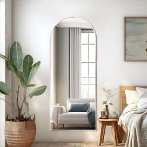 65" X 22" Oversize Metal Arch Stand Full Length Mirror Arched Standing Mirror ,Large Arched Wall Mirror-The Pop Home - 1 of 4