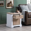 Modern Night Stand with 2 Drawer, Charging Station, Rubberwood End Table Side Table Nightstand for Bedroom Living Room, White Oak - 4 of 4