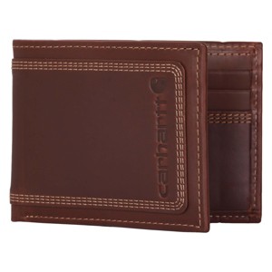 Carhartt Men's Rugged Leather Triple Stitch Wallets, Available in Multiple Styles, Brown - 1 of 4