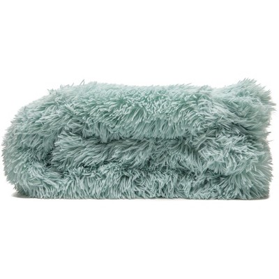 Turquoise Faux Fur Reversible Throw Blanket 50" x 65"