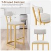 Set of 2 Modern Counter Height Bar Stools with Back – Upholstered Metal Kitchen Island Chairs for Dining Table - 3 of 4
