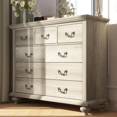 Zstar 9 Drawer Dresser, 37.8" Large Dresser with Metal Handles for Bedroom, Living Room, Hallway