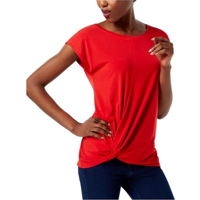 I.N.C International Concepts Womens Twisted Hem Knit Blouse, Red, Medium