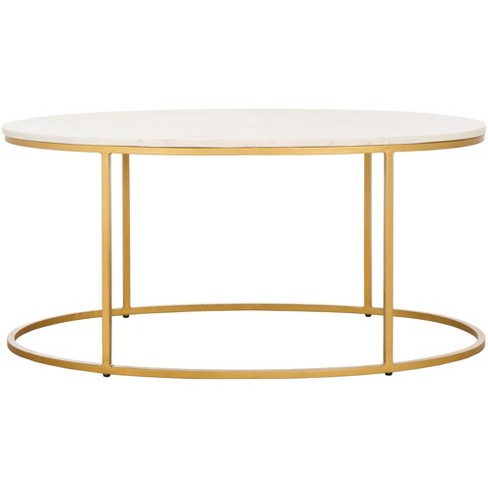 Tage Marble Coffee Table - White Marble/gold - Safavieh : Target