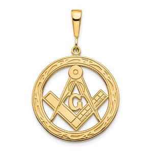 Black Bow Jewelry 14k Yellow Gold Masonic Circle Pendant, 18mm or 23mm - 1 of 4