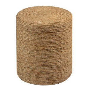KTMBDW Ottoman Poufs, Natural Seagrass Pouffe, Hand Weave Round Footstool with Wood Frame, Sitting Braided Footrest for Living Room, Bedroom - 1 of 4