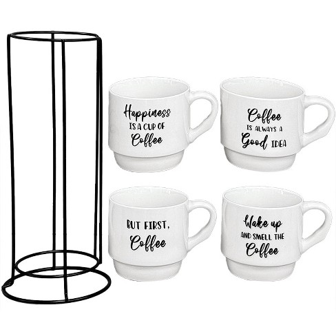 The Lakeside Collection Set of 4 Sentiment Stackable Mugs with Stand - image 1 of 4